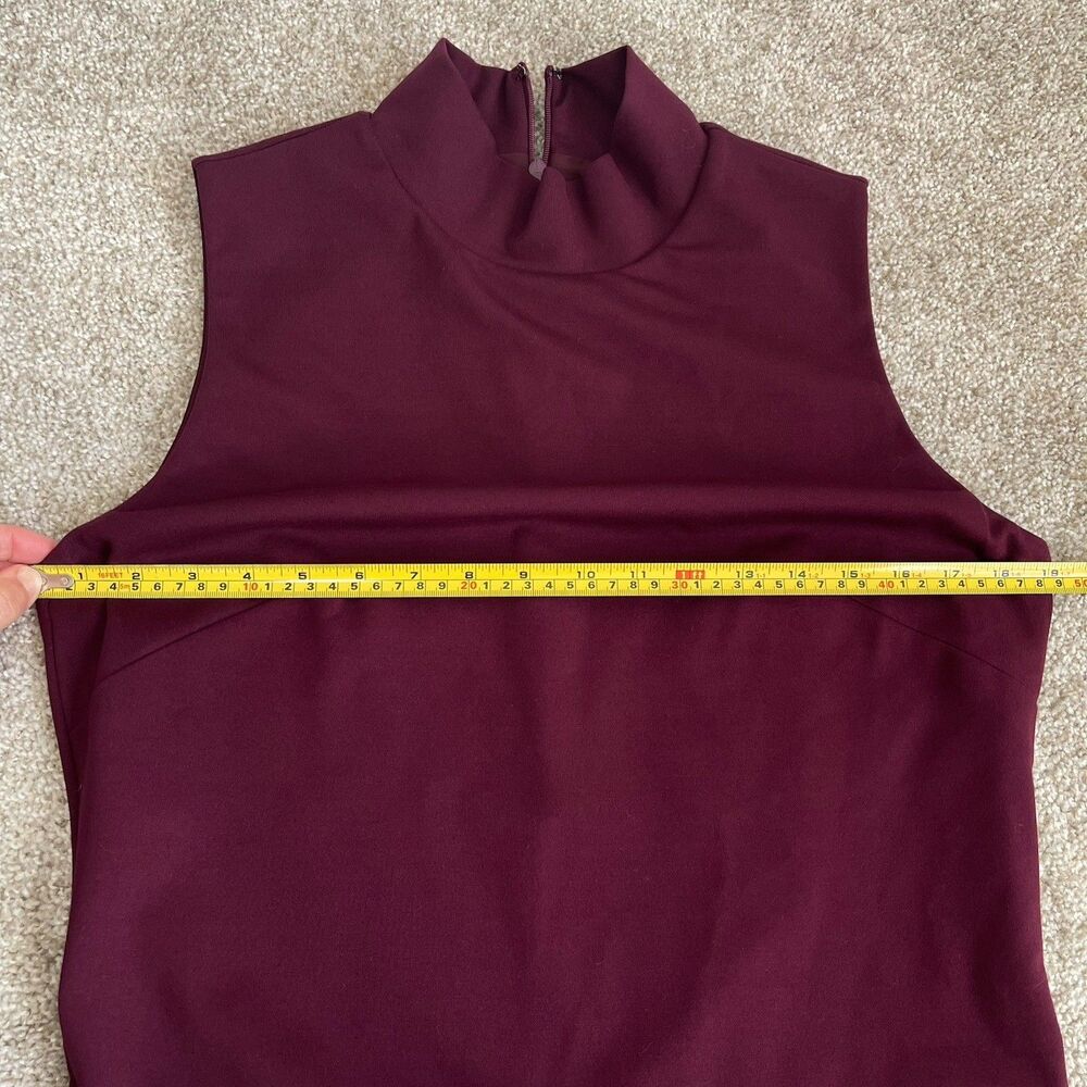 WHBM AURA Collection Sleeveless Sculpting Sheath Dress 14 Burgundy Career Office - Picture 11 of 14